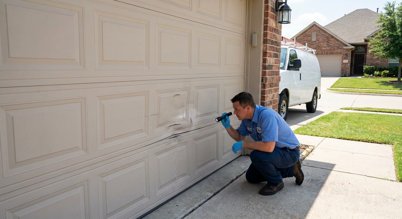 Damaged garage door panel repair in Dallas-Fort Worth