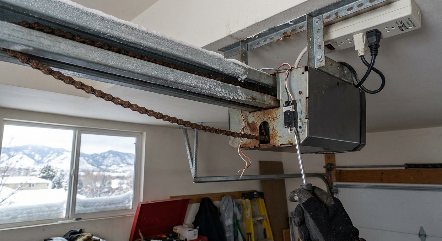 Garage door opener failure causes in Denver, including temperature swings, power surges, and worn components