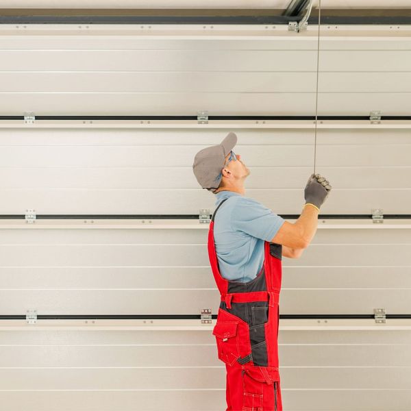 a man wearing a red shirt and a red tie. features garage door services garage door repair garage door installation garage door spring repair provided by Retrak Door Service.