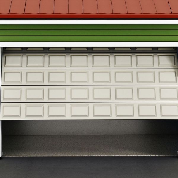 A small building with a door open. showcasing features like garage door services garage door repair garage door installation.
